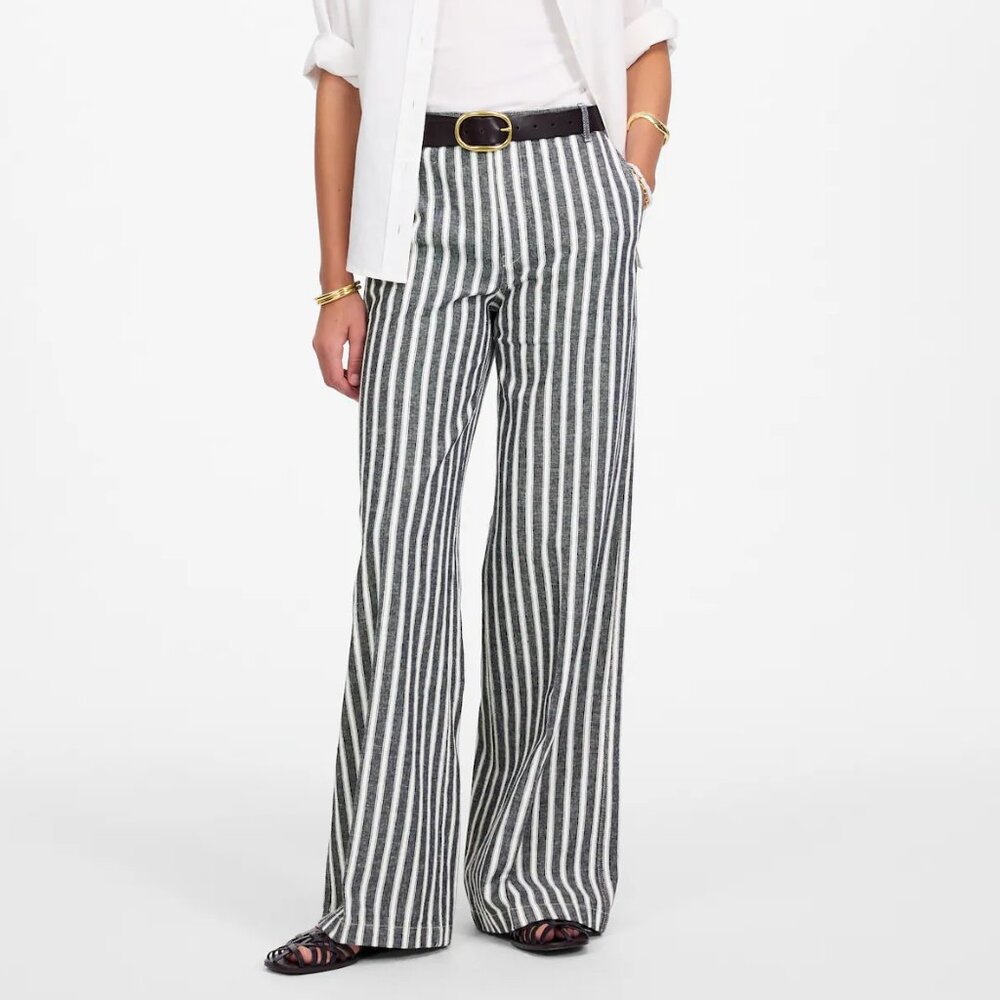 Madewell The Zoe Relaxed Wide Pant in Linen-Cotton Blend